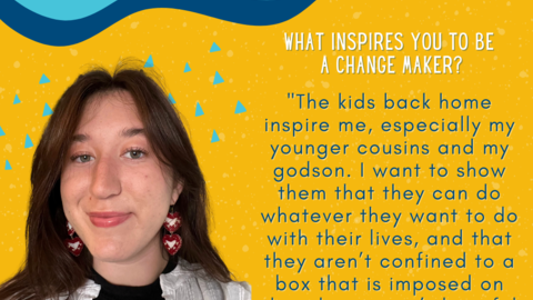 A yellow and blue poster with Jaidyn Probst Smiling next to a quote from the blog post