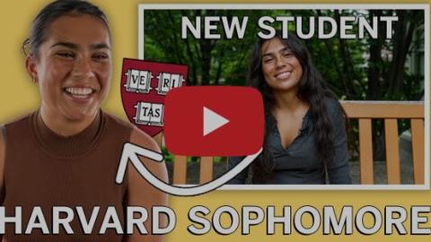 thumbnail of youtube video that has Kiani Akina smiling on it next to the Harvard Logo