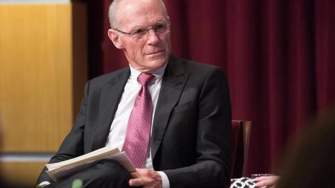 Photo of professor Kalt sitting on a panel at the JFK Forum at Harvard Kennedy School