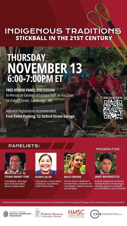 Indigenous Traditions: Stickball in the 21st Century with headshots of the speakers