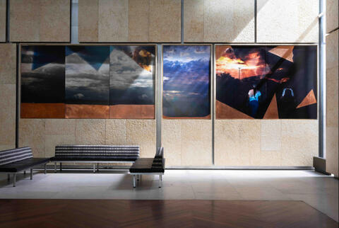 Installation view of Sky Hopinka’s “Red Metal Dust,” 2026